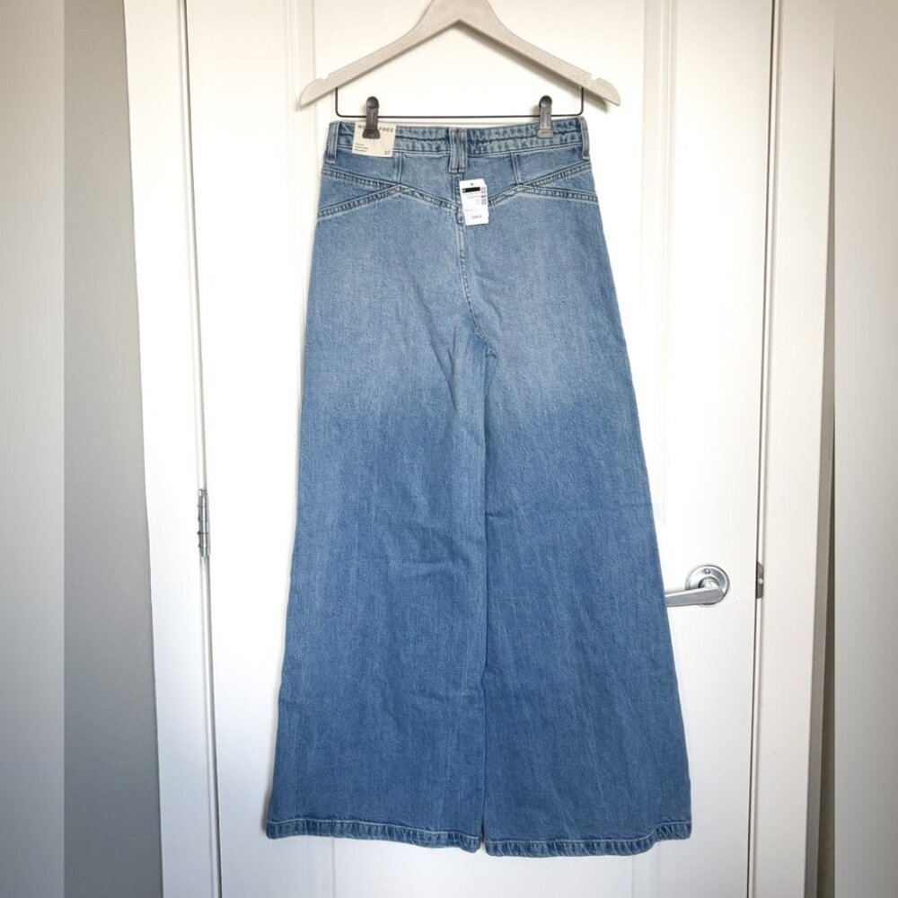 NEW NWT Free People Kellee High Rise Palazzo Jeans Plaza Blue 27 Wide Leg - Picture 6 of 9